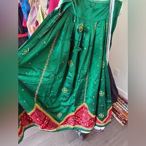 Green and Red indian Embroidered Dress- perfect for garba